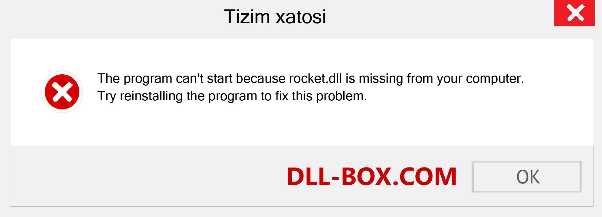 rocket.dll fayli yo'qolganmi?. Windows 7, 8, 10 uchun yuklab olish - Windowsda rocket dll etishmayotgan xatoni tuzating, rasmlar, rasmlar